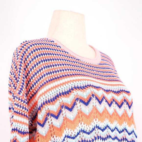LILLY PULITZER Samora Sweater Textured Reef Stripe Pink Multicolor Size L - Picture 3 of 8